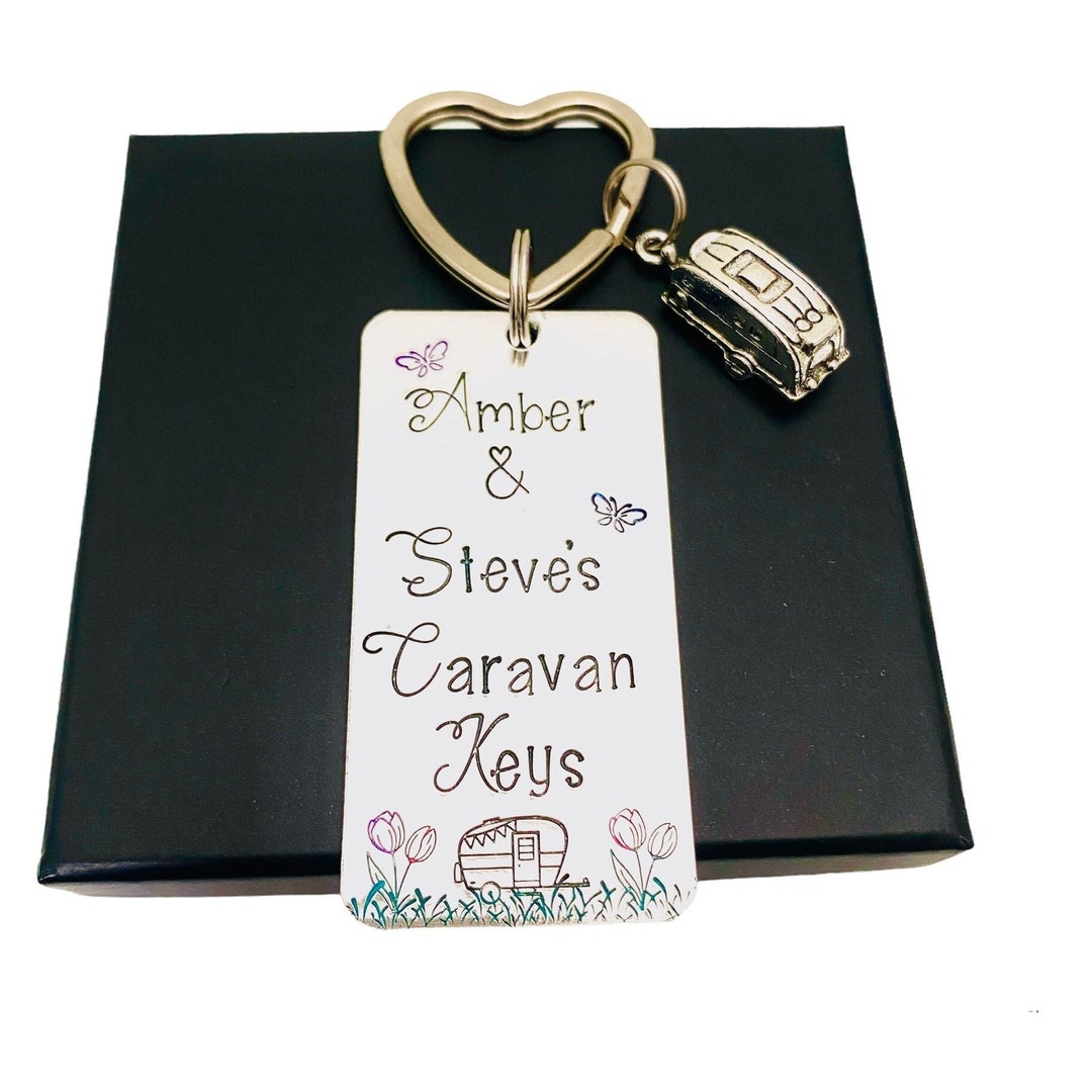 Caravan Keyring Personalised With Names Gift for Couples Etsy