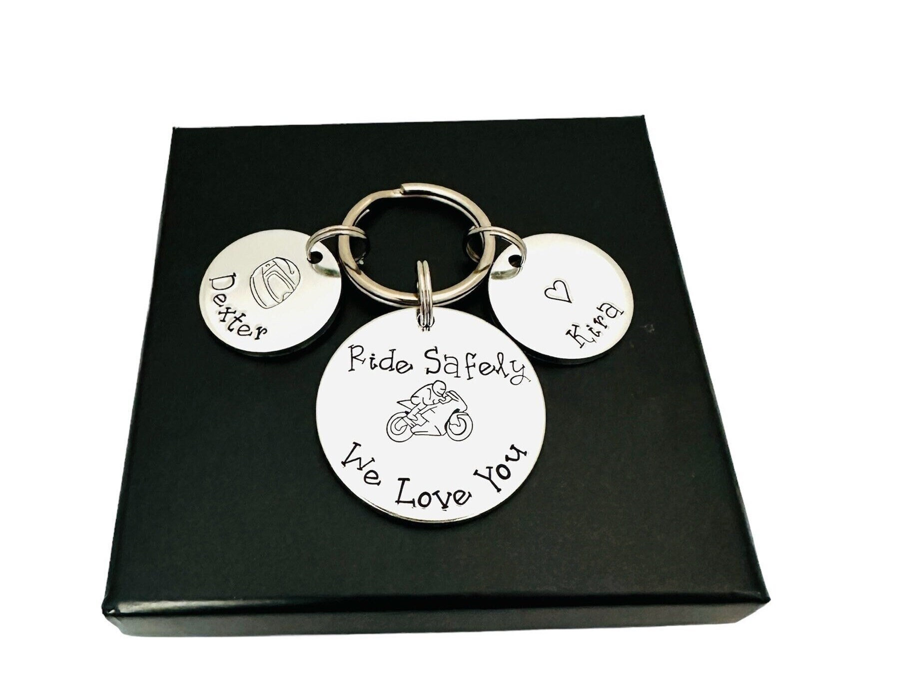 Ride Safe Motorbike Keyring For Daddy, Birthday Present For Grandpa, Fathers Day Gift For Dad From Kids, Husband Gift From Wife, Bikers