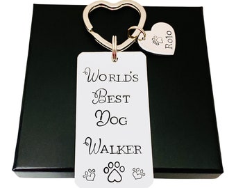 Best Dog Walker Keyring, Dog Lover Gifts For Her, Thank You Gift From The Dog, Personalised Pet Keychain, Paw Print Key ring, Dog Groomer