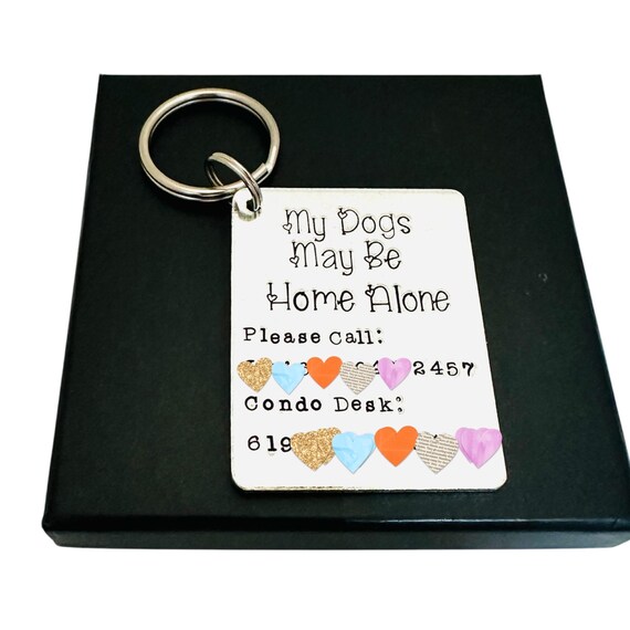 Pet Home Alone Keychain, Personalised ICE Keyring, Dog Lover Present, Pet Emergency alert Information, Friend Present, Cat Owner Gift