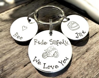 Ride Safe I Love You, Motorbike Keyring, Daddy Gift, Birthday Present For Grandpa, Fathers Day Gift For Dad, From Kids, Motorcycle Rider