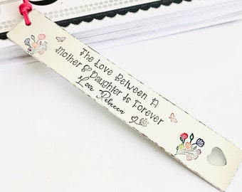 Personalised Bookmark For Mum, Mothers Day Present, From Daughter To Mom Gift, Birthday Gift For Mothers, Book Lover Gift, Floral Bookmark