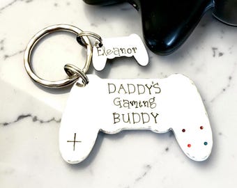 Porte-clés de jeu personnalisé pour papa, cadeau de joueur, porte-clés souvenir de copain de jeu, cadeau de fête des pères pour papa avec enfants, cadeau de Noël grand-père