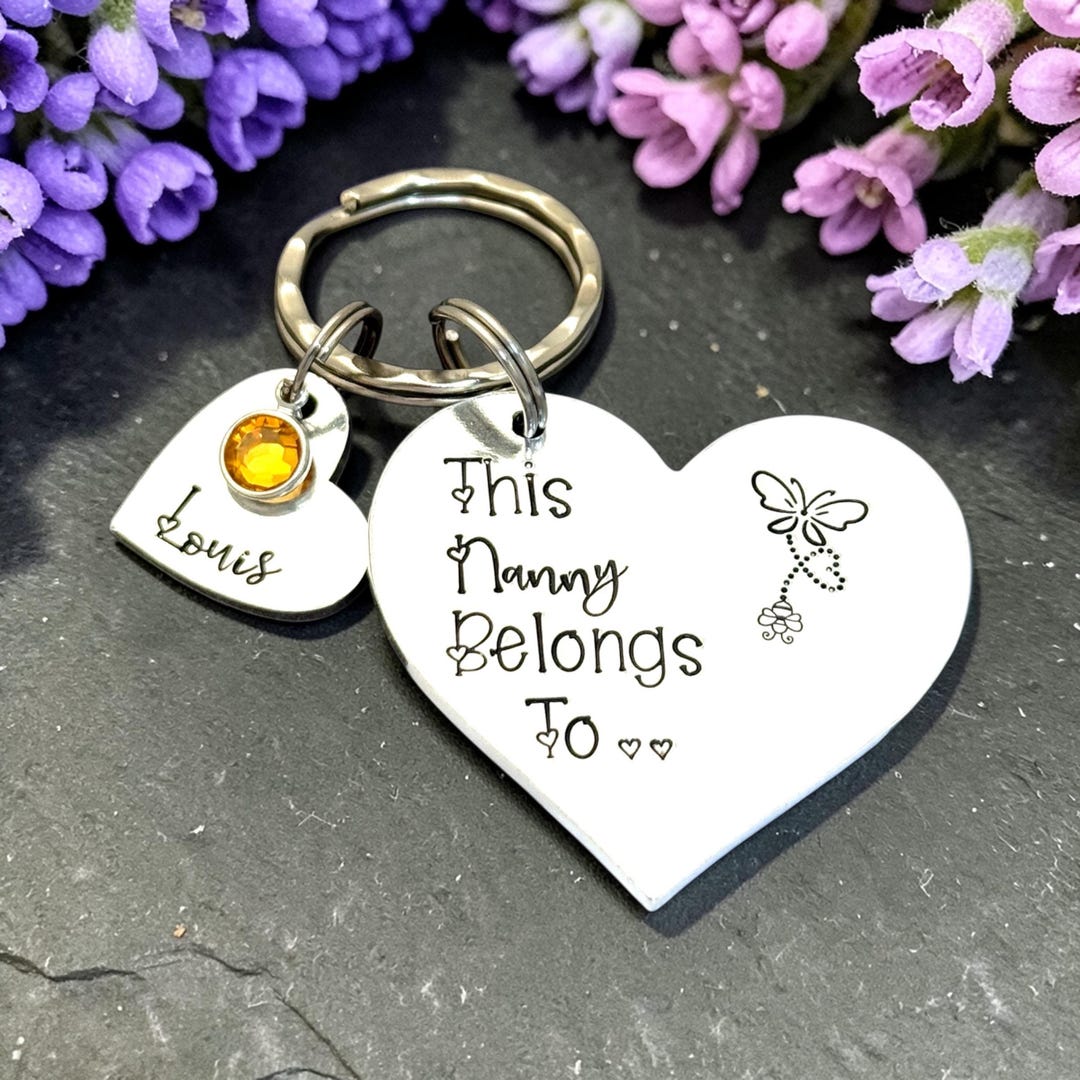 Key Rings Nanny This Nanny Belongs to Keyring, Mothers Day Gift for Grandma, Birthstone ...