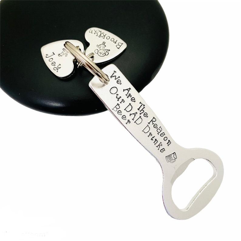 Funny Bottle Opener Keyring for Daddy, Personalised Fathers Day Gift