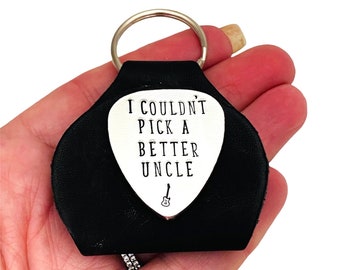 Guitar Pick With Holder, Birthday Gift For Uncle, Custom Pick, Personalised Keyring For Brother, Uncle Gift From Niece, Guitar Plectrums
