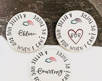 Personalised Pocket Hug Token, Long Distance Friendship Gift, Pocket Coin Travelling Gift, Send A Hug, Miss You Gift For Him, Family Gift