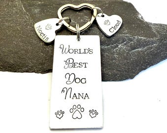 Dog Nana Personalised Keyring, Dog Grandma Birthday Keepsake, Mothers Day keychain For Dog Owners, Dog Nanny Christmas Present From The Dog