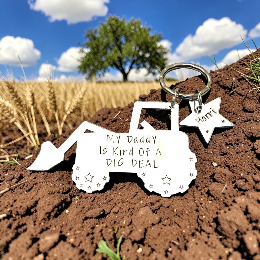 Personalised Digger Keyring, Daddy Gift, Dad Key Ring, Fathers Day Gift ...