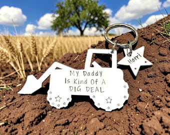Llavero de excavadora personalizado, regalo para papá, llavero para papá, regalo del Día del Padre de parte de los niños, regalo de cumpleaños para papá, regalo para padrastro, recuerdo para abuelo, Pops