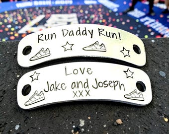 Personalised Metal Shoe Tags For Daddy, Fathers Day Gift From Kids, Running Present For Dad, Motivational Gift For Marathon Runner, Shoe Bar