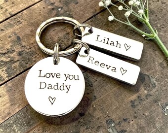 Llavero personalizado "Te quiero, papá", llavero para papá con nombres de los hijos, regalo del Día del Padre para el abuelo, llavero para el abuelo, recuerdo del abuelo, papá