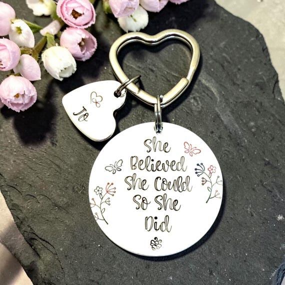 She Believed She Could So She Did Personalised Keyring, Graduation Present For Her, Graduate Gift For Friend, Congratulations Gift For Girl