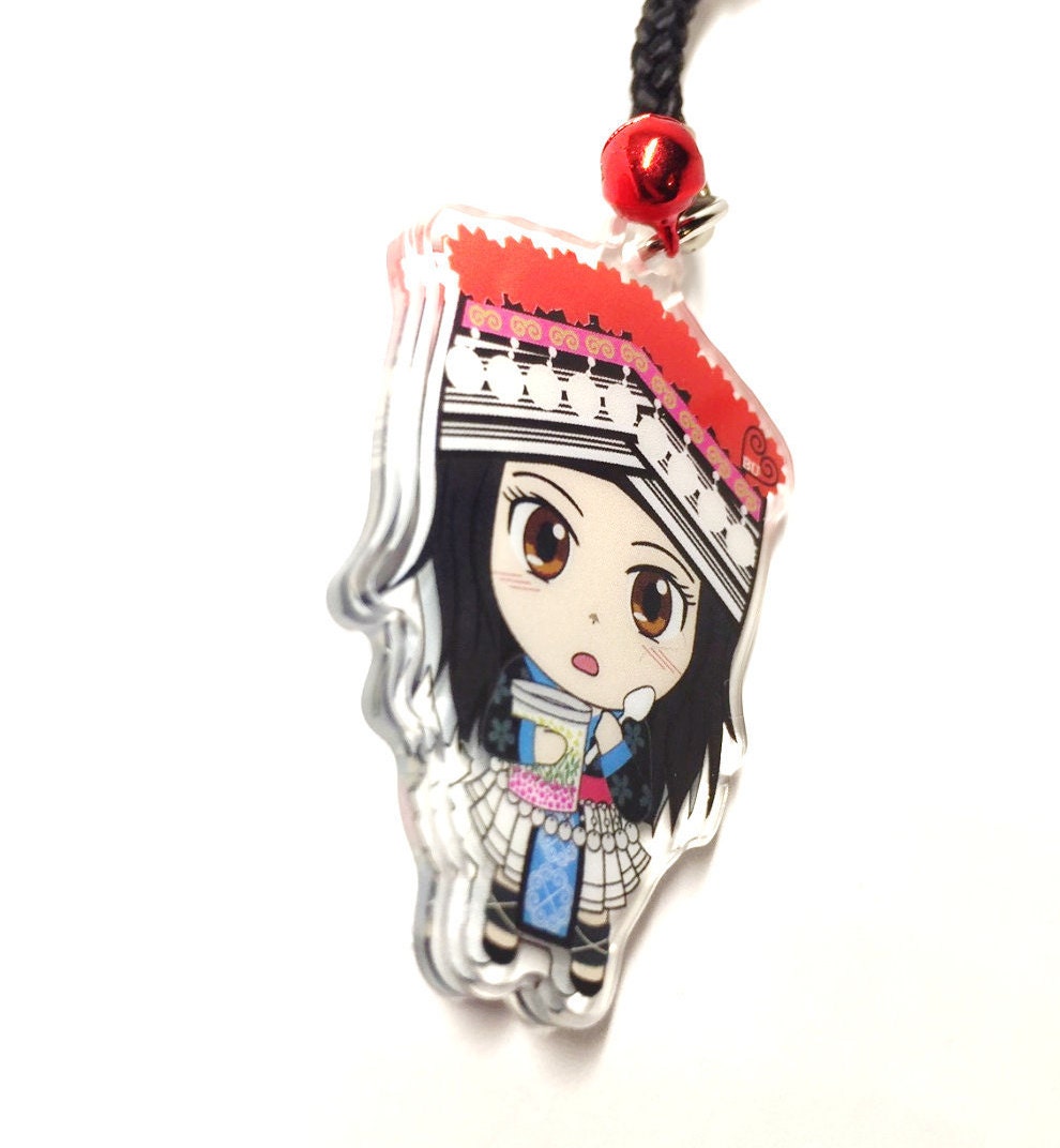Hmong Charm Hmong Keychain Hmong Girl Red Hat Three - Etsy