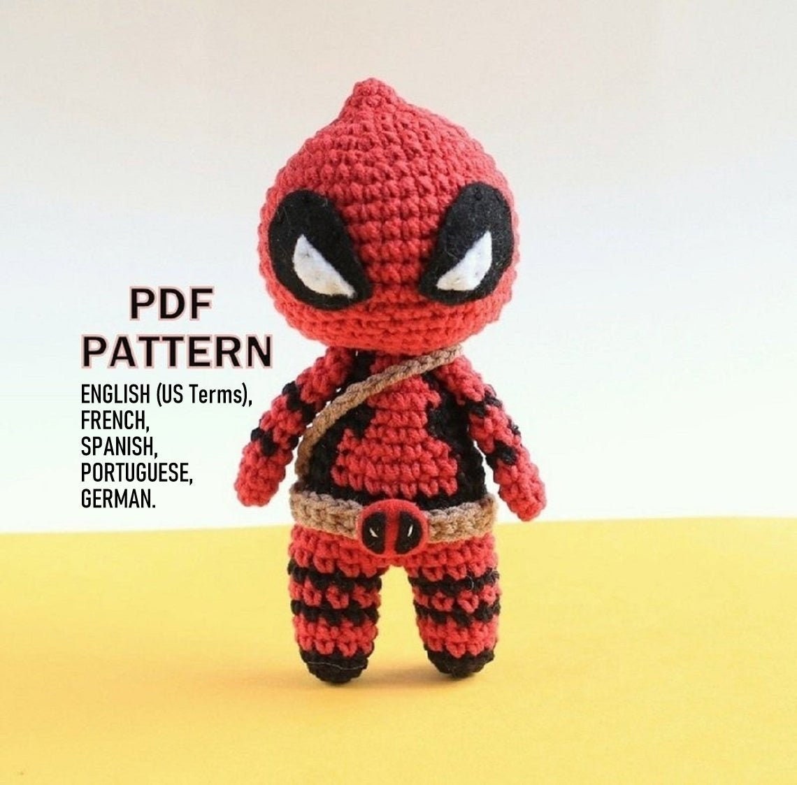 Deadpool Crochet Pattern Crochet dolls Birthday Superhero Etsy
