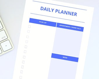 Planificador diario - Lista de tareas - Lista de tareas pendientes - Cosas por hacer - Organizador diario - Lista de verificación imprimible