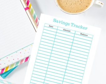 Rastreador de ahorros - Tabla de ahorros - Organizador de ahorros imprimible - Desafío de ahorro