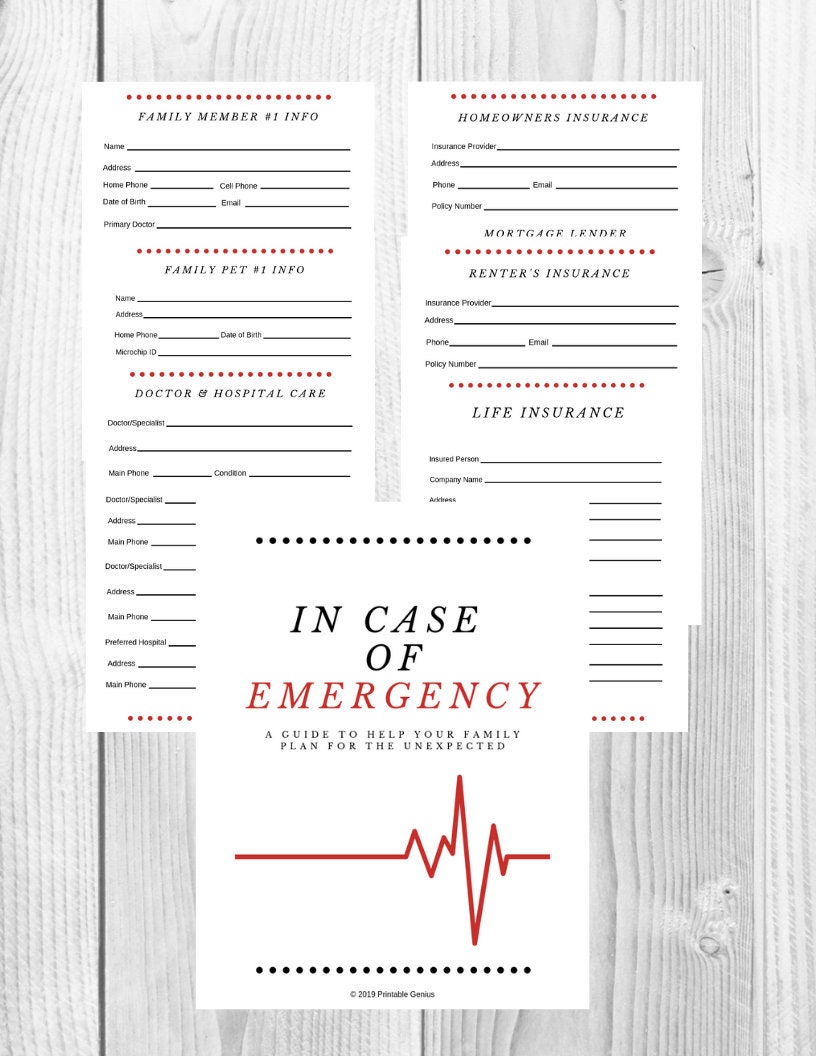 Emergency Planner, Printable Organizer, Household Planner, Home Binder ...