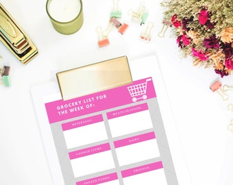 Lista de la compra - Planificador semanal de la compra - Planificador de la lista de la compra, organizador imprimible