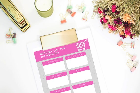 Grocery List - Weekly Grocery Planner - Grocery List Planner, Printable Grocery Organizer