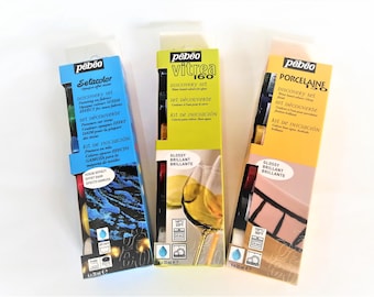 Set de pinturas Pebeo Discovery: Vitrea, Porcelaine, Setacolor - 6 x 20 ml