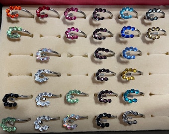 Horseshoe Theme Rhinestone Steel Fashion Ring-Choose Color and Size-Free Shipping and Free Gift with Purchase