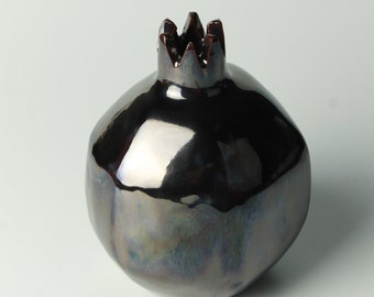 Handmade ceramic pomegranate with unique color design, sculpture art ceramic object, amazing housewarming gift, aesthetic room decor