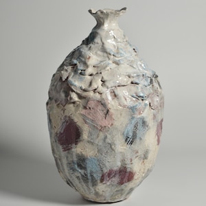 Handcrafted Abstract Ceramic Vase – A Sculptural Exploration of Texture and Contrast