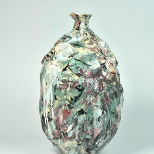 Handcrafted Abstract Ceramic Vase – A Sculptural Exploration of Texture and Contrast