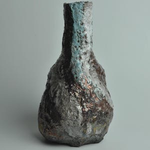 Handmade ceramic vase Raku firing by Verbivsky Ceramics. Raku pottery.