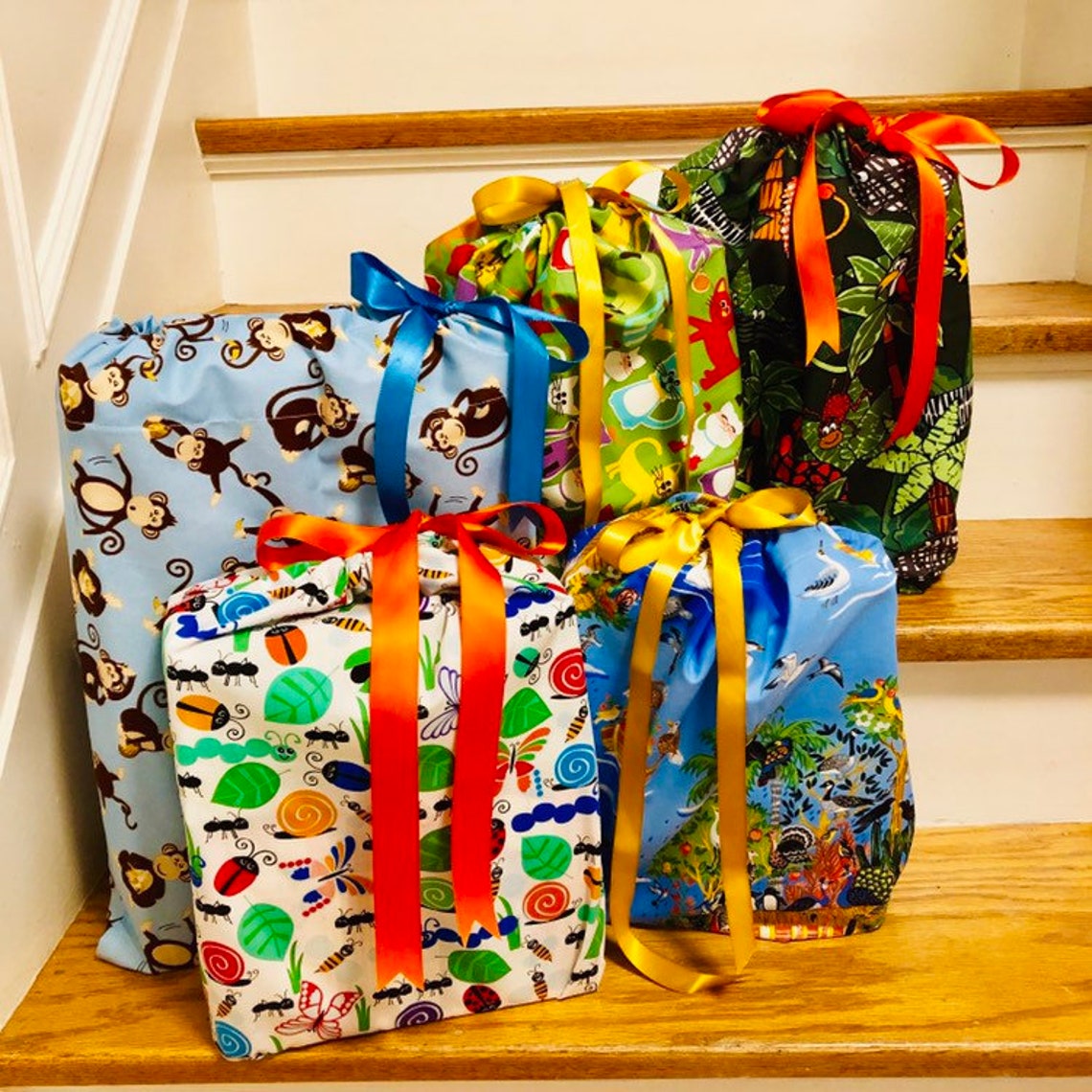 Reusable gift bags kids birthday Etsy