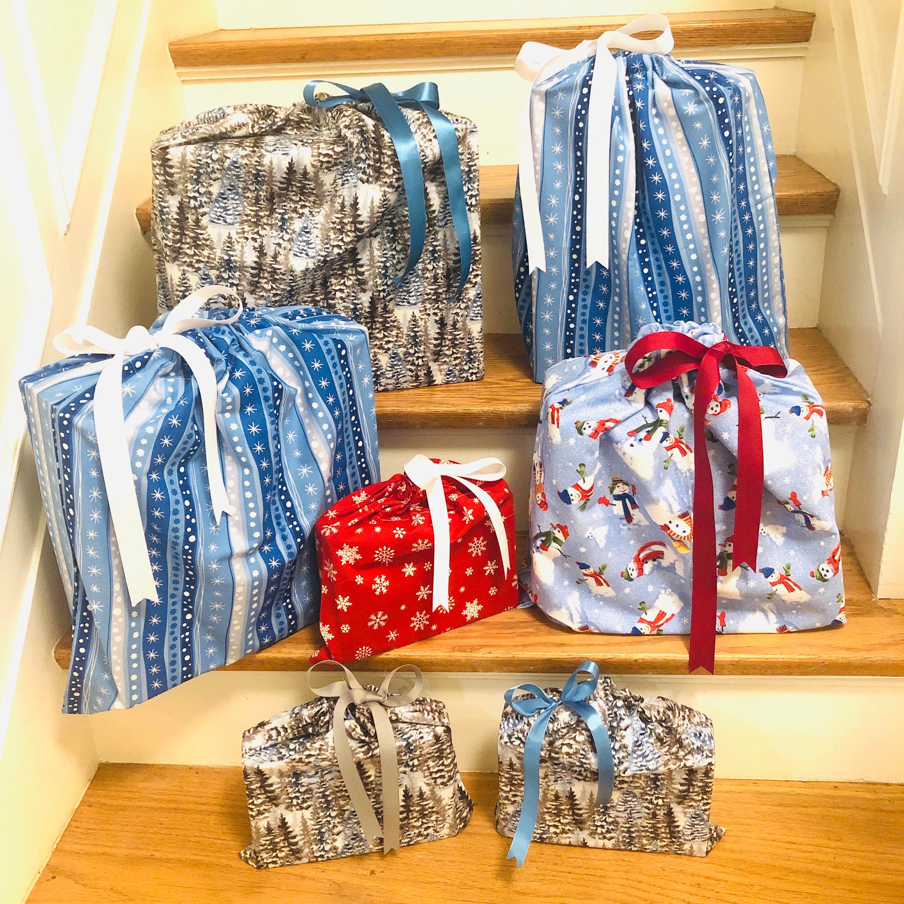 Holiday / Christmas reusable gift bags zero packaging fabric Etsy