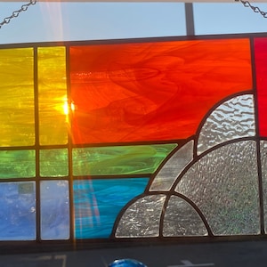 Panneau de vitrail au plomb arc-en-ciel