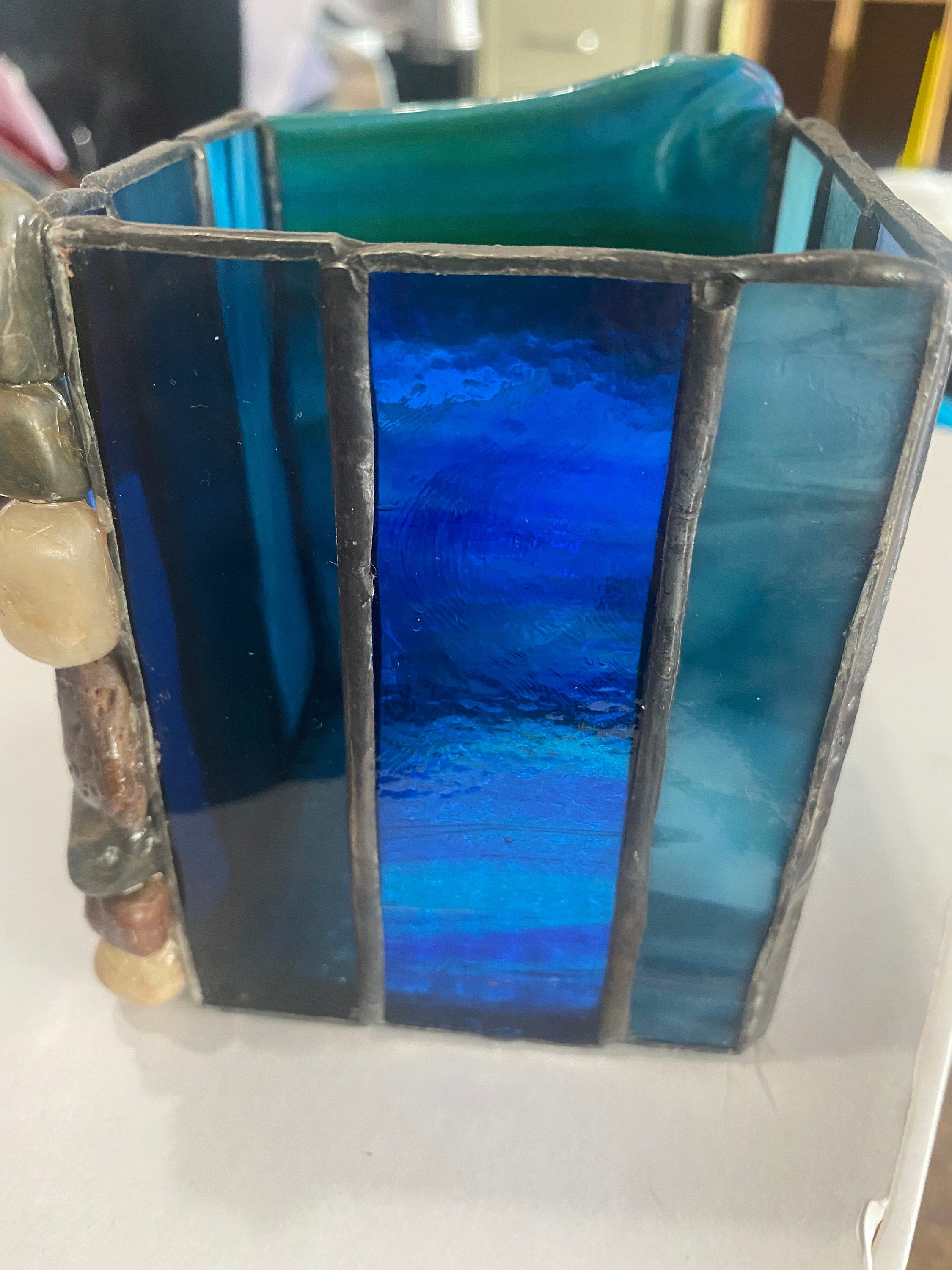 Stained Glass Pencil Holder With a Corner of Rocks Etsy