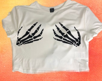 Skeleton Hands Crop Top