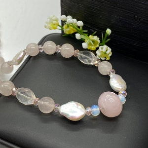 Beautiful Rose Quartz necklace - Artisan Gemstone necklace - OOAK