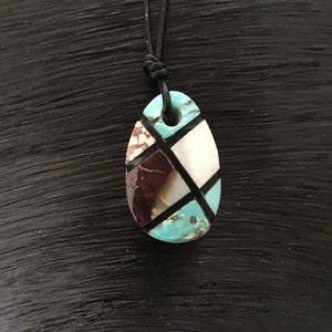 Vintage Navajo handgemaakte hanger met turquoise en stekelige Oyster-Handgemaakte halsketting-Unisex ketting