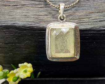 Faceted Libyan Desert Glass pendant - Unique Handmade pendant-Metaphysical jewelry-Energy stone pendant-Unisex pendant -Minimalist Pendant