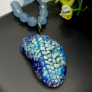 Ceramic Pendant Necklace - Summer Pendant - Artisan Necklace - Boho Style Handmade necklace - Floral Botanical Necklace - OOAK