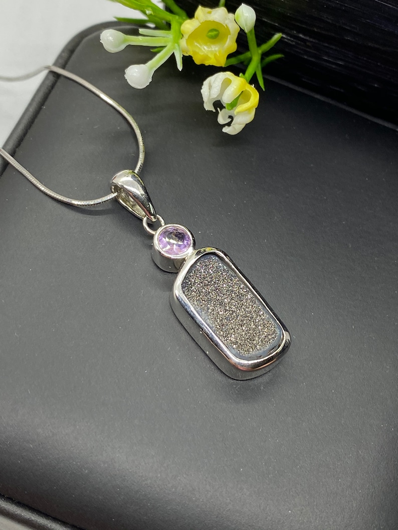 Gift for woman Cute Little Druzy with Amethyst pendant Gemstone pendant