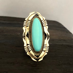 size 6 Turquoise Ring - Southwestern Style Ring - Navajo Handmade ring - Statement ring