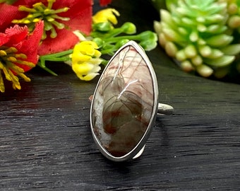 maat 6 Picture Jasper Ring - Artisan Handmade Ring - Cadeau voor vrouw