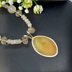 Agate Druzy gemstone pendant necklace - Artisan Handmade pendant necklace - OOAK