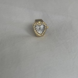 Working gold heart square clock ring