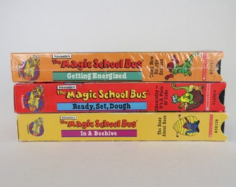 3 Magic School Bus VHS Tapes &quot;In a Beehive&quot;, &quot;Ready, Set, Dough&quot;, &quot;Getting Energized&quot;