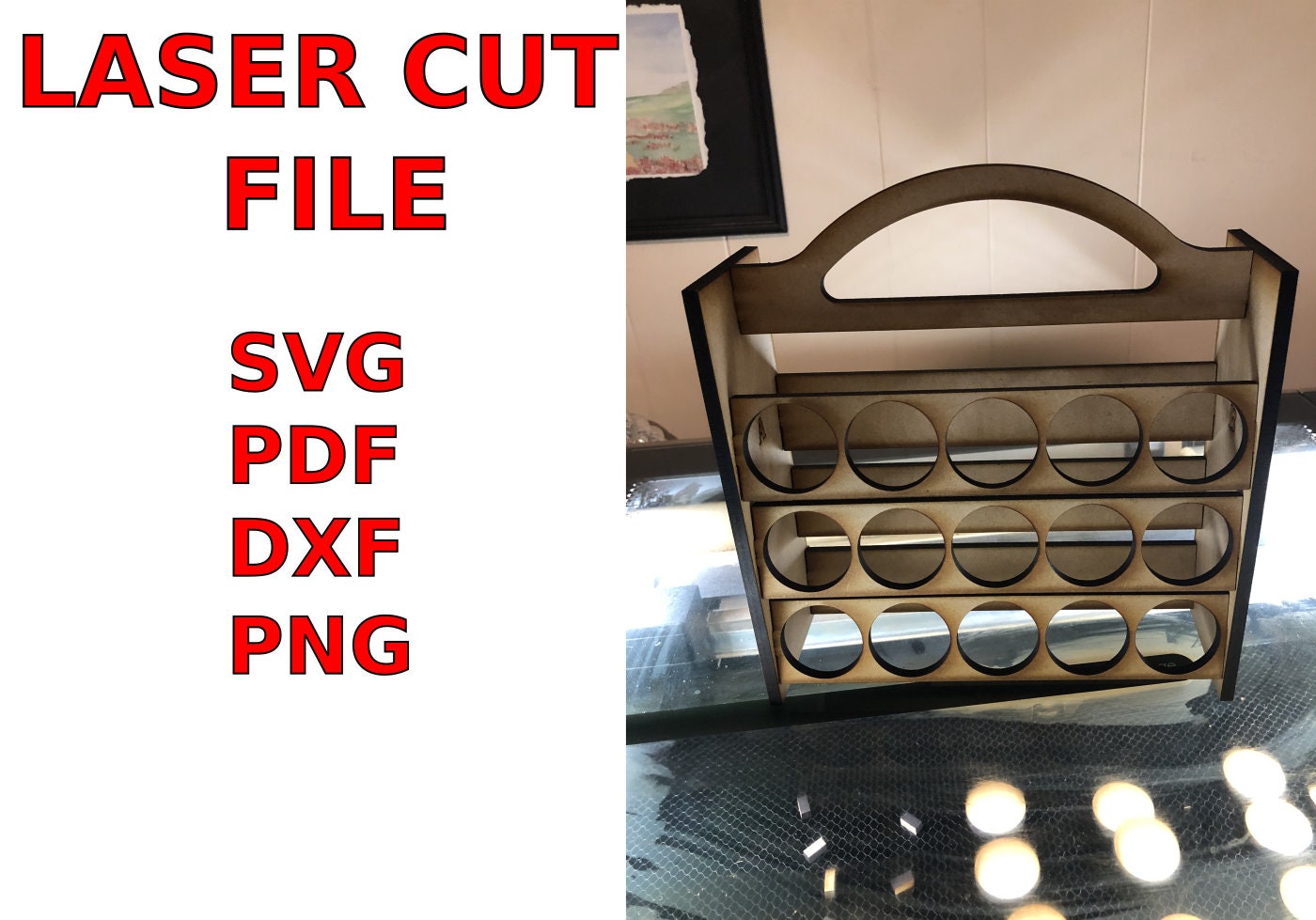 Craft Paint Caddy Laser Cut File Epilog Boss Etsy