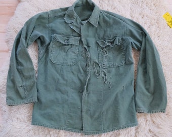 Vintage Army Utility Shirt Jacket OG 107 Vietnam Era or