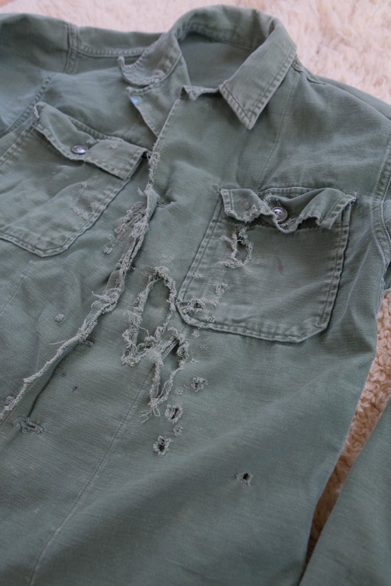 Vintage OG 107 military army green shirt jacket w… - image 2