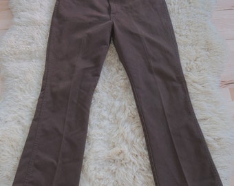 Dickies vintage 70s retro chocolate brown twill flare bell bottom work pants