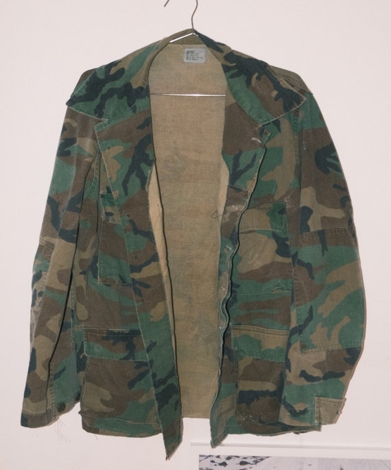 Vintage military camo jacket retro army surplus wo